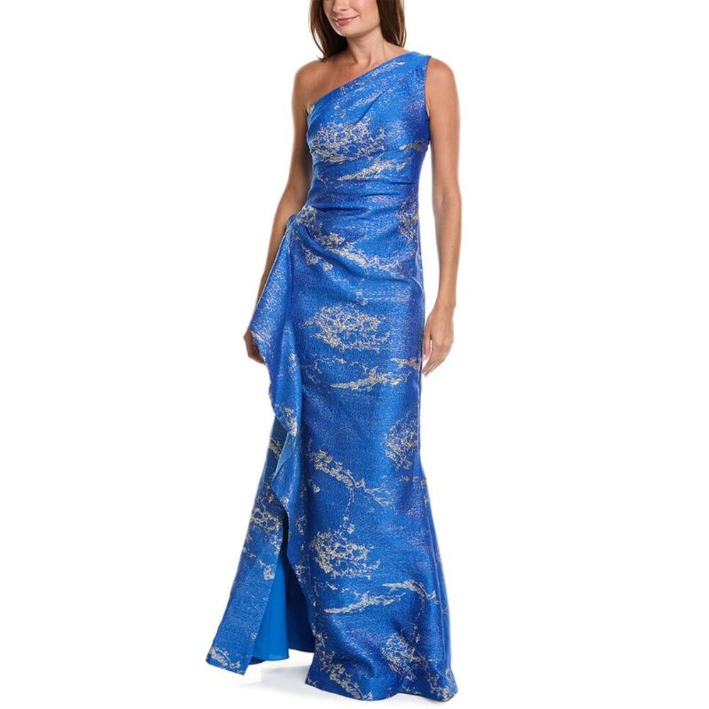 Teri Jon By Rickie Freeman Womens Printed Maxi Dress, Blue